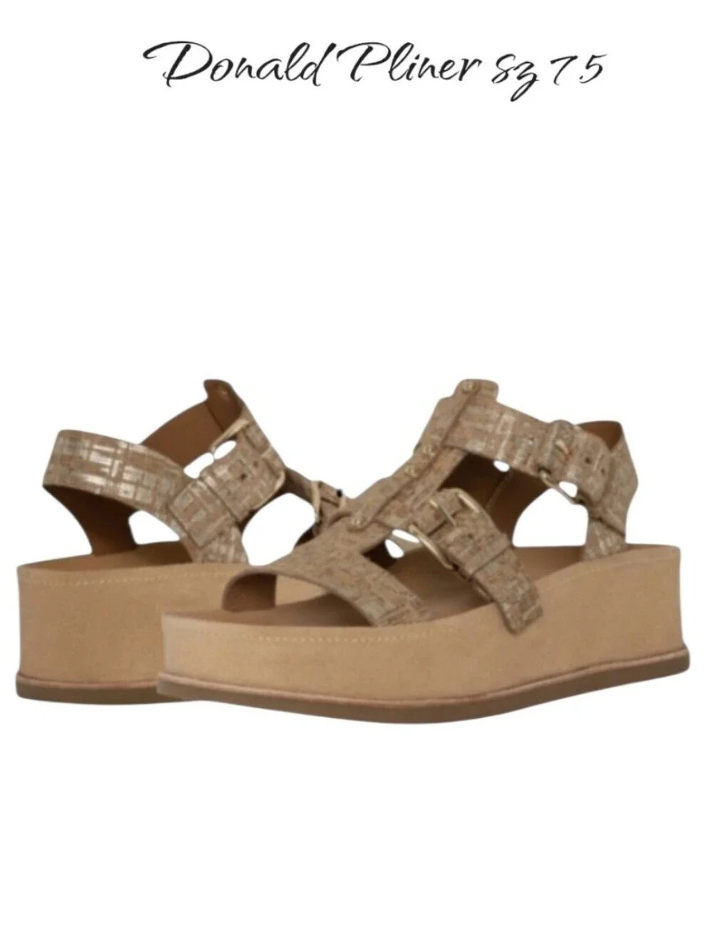 Donald Pliner Jesmin Platform Fisherman Sandal Camel Platino Size 7.5